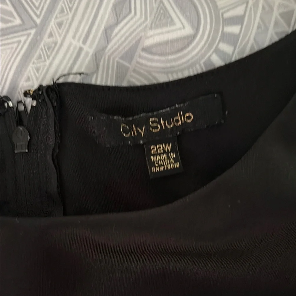 City Studio Black and White Fit and Flare Midi Dress - Picture 3 of 4